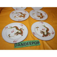 Load image into Gallery viewer, 6 Piece Antique Japanese Dragon Meikei China Painted Plates With Gold Trim