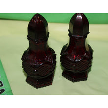 Load image into Gallery viewer, Ruby Red Glass Avon Cape Cod Charisma Cologne Empty Bottle Salt Pepper Shaker