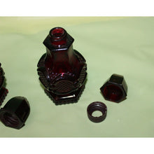 Load image into Gallery viewer, Ruby Red Glass Avon Cape Cod Charisma Cologne Empty Bottle Salt Pepper Shaker
