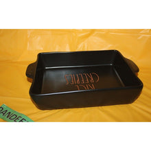 Load image into Gallery viewer, Rae Dunn Rice Creepies Black Orange Square Baking Pan Ceramic Display Halloween