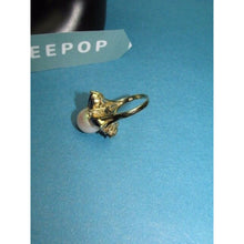 Load image into Gallery viewer, Pearl With Blue Gem Stone CZ 925 Gold Ring Size 8.5 Fashion Jewelry