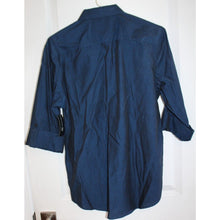 Load image into Gallery viewer, Inc Riviera Blue Hybrid Cotton Long Sleeve Button Front Shirt Size Small