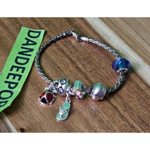 Load image into Gallery viewer, Grandmother Silver Tone Charm Bracelet Jewelry Lady Bug Sapphire Bead Sandal