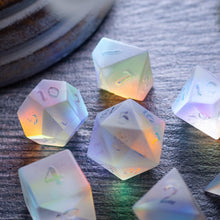 Load image into Gallery viewer, Gemstone Raised Dichroic Glass DND Dice Set
