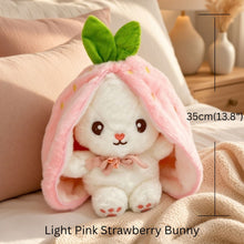 Load image into Gallery viewer, Reversible Strawberry Bunny Plush Toy Soft Polyester Stuffed Animal for Kids Hide and Seek Transforming Toy