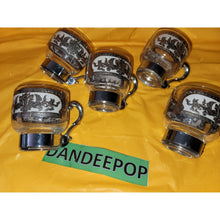 Load image into Gallery viewer, Vintage Culver 5 Piece Silver Clad Glass Coffee Cups With Removeable Handles
