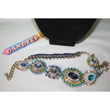 Load image into Gallery viewer, Vintage Jeweled Gemstone And Rhinestone Bib Necklace Costume Jewelry