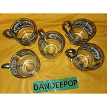 Load image into Gallery viewer, Vintage Culver 5 Piece Silver Clad Glass Coffee Cups With Removeable Handles