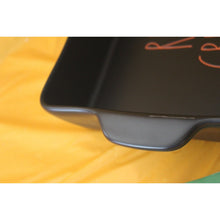 Load image into Gallery viewer, Rae Dunn Rice Creepies Black Orange Square Baking Pan Ceramic Display Halloween