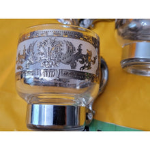 Load image into Gallery viewer, Vintage Culver 5 Piece Silver Clad Glass Coffee Cups With Removeable Handles