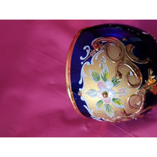 Load image into Gallery viewer, 8 Piece Blue Red Gold Enamel Floral Embellished Brandy Snifters Cordial Glasses