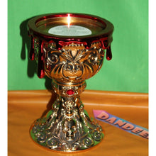 Load image into Gallery viewer, Bath & Body Works Gold Blood Drip Chalice 3 Wick Halloween 2023 Candle Holder