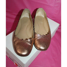 Load image into Gallery viewer, Chloe Pink Gold Ballerina Shoes Scalloped Ballet Flats IA012 Size 36.5 Women's 6