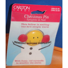 Load image into Gallery viewer, Carlton Cards Amer Greetings Christmas Pin Smile Face With Fuzzy Red Earmuffs