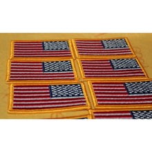 Load image into Gallery viewer, 8 Piece Embroidered USA United States Reverse Flag Sew On Patch Gold Border 3.5"