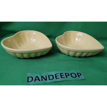 Load image into Gallery viewer, 2 Vintage Yellow Ceramic Heart Baking Dishes With Embossed Bird On Back Design