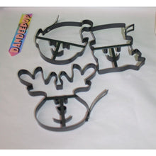 Load image into Gallery viewer, 3 Piece Williams Sonoma Metal Pancake Batter Forms Snowman Elf Reindeer Set