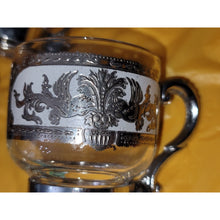 Load image into Gallery viewer, Vintage Culver 5 Piece Silver Clad Glass Coffee Cups With Removeable Handles