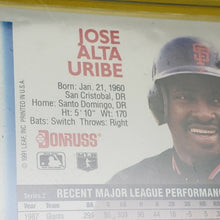 Load image into Gallery viewer, Jose Alta Uribe DonRuss 1991 Error Baseball Card 453 MLB Giants Shortstop