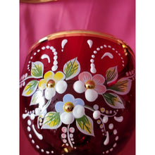 Load image into Gallery viewer, 8 Piece Blue Red Gold Enamel Floral Embellished Brandy Snifters Cordial Glasses