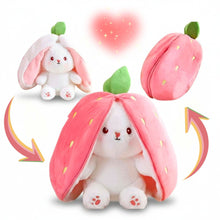 Load image into Gallery viewer, Reversible Strawberry Bunny Plush Toy Soft Polyester Stuffed Animal for Kids Hide and Seek Transforming Toy