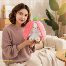 Load image into Gallery viewer, Reversible Strawberry Bunny Plush Toy Soft Polyester Stuffed Animal for Kids Hide and Seek Transforming Toy