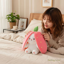 Load image into Gallery viewer, Reversible Strawberry Bunny Plush Toy Soft Polyester Stuffed Animal for Kids Hide and Seek Transforming Toy