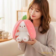 Load image into Gallery viewer, Reversible Strawberry Bunny Plush Toy Soft Polyester Stuffed Animal for Kids Hide and Seek Transforming Toy