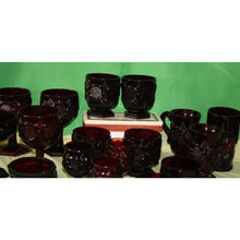 Load image into Gallery viewer, 17 Piece Ruby Red Avon Cape Cod Goblets glassware Cordial Tumbler Sugar And Mugs