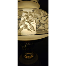 Load image into Gallery viewer, Quoizel 1978 Satin Lace Floral Gone With The Wind Hurricane Table Lamp 23.5" Med