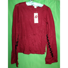 Load image into Gallery viewer, Design History Red Sweater With Ribbon Accent Sleeves Size Women's Small