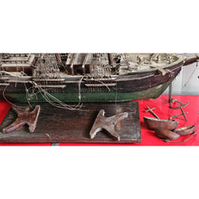 Load image into Gallery viewer, Antique 19th Century Wooden Sailing Vessel Ship Hand Carved With 3 Mast 41 x 32