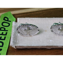 Load image into Gallery viewer, Vintage Silver Tone Oval Cufflinks Pair With Raised Cross Design