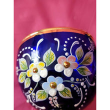 Load image into Gallery viewer, 8 Piece Blue Red Gold Enamel Floral Embellished Brandy Snifters Cordial Glasses