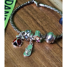 Load image into Gallery viewer, Grandmother Silver Tone Charm Bracelet Jewelry Lady Bug Sapphire Bead Sandal