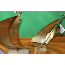 Load image into Gallery viewer, Vintage Pair Brass Metal Steel Onyx Sailboat Sculptures DeMott And Mario Jason