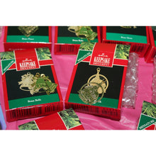 Load image into Gallery viewer, 9 Piece Miniature Hallmark Christmas Holiday Ornaments 1990-1991 Brass Plated