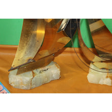 Load image into Gallery viewer, Vintage Pair Brass Metal Steel Onyx Sailboat Sculptures DeMott And Mario Jason
