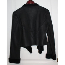 Load image into Gallery viewer, Black Fur Lined Leather Women's Size Small Evening Coat Short