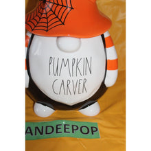 Load image into Gallery viewer, Rae Dunn Pumpkin Carver Gnome Seal Tight Ceramic Canister Halloween Spider Web