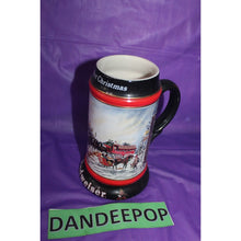 Load image into Gallery viewer, Anheuser Busch Budweiser A Perfect Christmas 1992 Beer Stein Drinkware Ceramarte