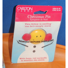 Load image into Gallery viewer, Carlton Cards Amer Greetings Christmas Pin Smile Face With Fuzzy Red Earmuffs