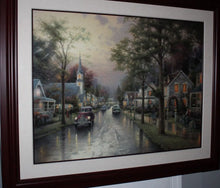 Load image into Gallery viewer, Thomas Kinkade Hometown Morning Lithograph 2000 Framed Artist Signed 30x40 IP