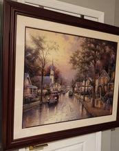 Load image into Gallery viewer, Thomas Kinkade Hometown Morning Lithograph 2000 Framed Artist Signed 30x40 IP