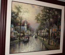 Load image into Gallery viewer, Thomas Kinkade Hometown Morning Lithograph 2000 Framed Artist Signed 30x40 IP