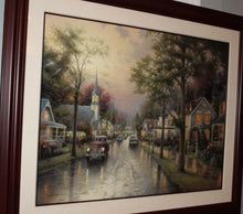 Load image into Gallery viewer, Thomas Kinkade Hometown Morning Lithograph 2000 Framed Artist Signed 30x40 IP