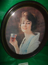 Load image into Gallery viewer, Coca-Cola Oval Tin Bar Kitchen Tray with Vintage Lady with Soda 15x12 Vintage