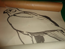 Load image into Gallery viewer, Peregrine Falcon Original Brushed Ink Painting on Paper 24 x 18 signed A.S. Art