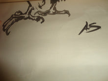 Load image into Gallery viewer, Peregrine Falcon Original Brushed Ink Painting on Paper 24 x 18 signed A.S. Art