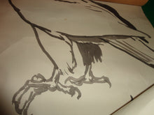 Load image into Gallery viewer, Peregrine Falcon Original Brushed Ink Painting on Paper 24 x 18 signed A.S. Art